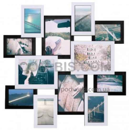 Мультирамка на 12 фотографий Путешествие черно-белое