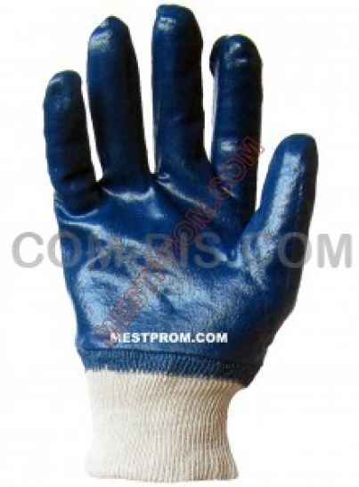 Перчатки нитриловые с резинкой (полный облив), арт.391