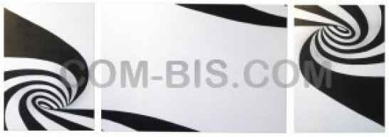 Авторская модульная черно-белая картина маслом Водоворот, триптих, абстракция