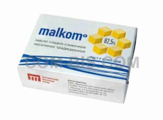 Масло сладко-сливочное несоленое malkom Традиционное, 82,5