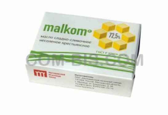 Масло сладко-сливочное несоленое malkom Крестьянское, 72,5