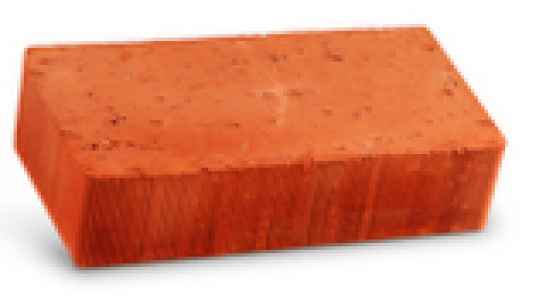 Кирпич рядовой керамический полнотелый М-100 обожженный, ровный