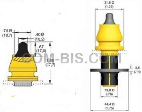 Резец дорожный Kennametal RZ24 (RZ3-01P)