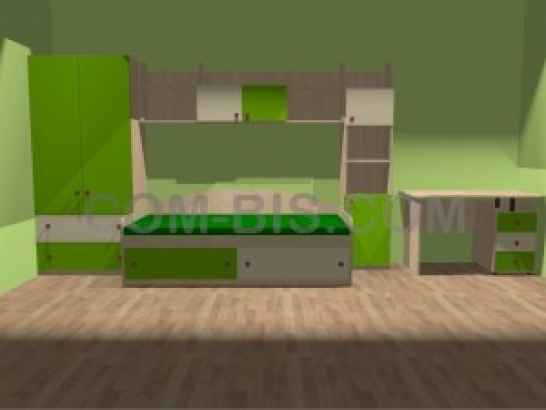 Детская комната Л-класс: зелёное яблоко