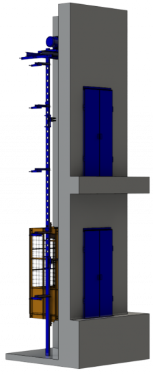Грузовой подъемник в кирпичную шахту, 