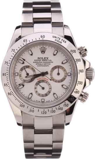 Часы наручные Rolex Daytona, серебряные( белый циферблат)