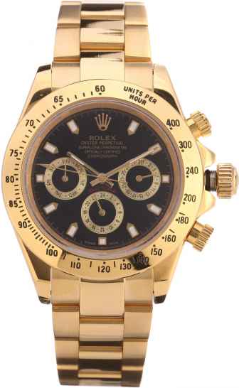 Часы наручные Rolex Daytona, золотые (черный циферблат)