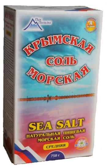 Крымская соль пищевая морская натуральная мелкая (пач.0.75 кг) штрих код 4603721380091
