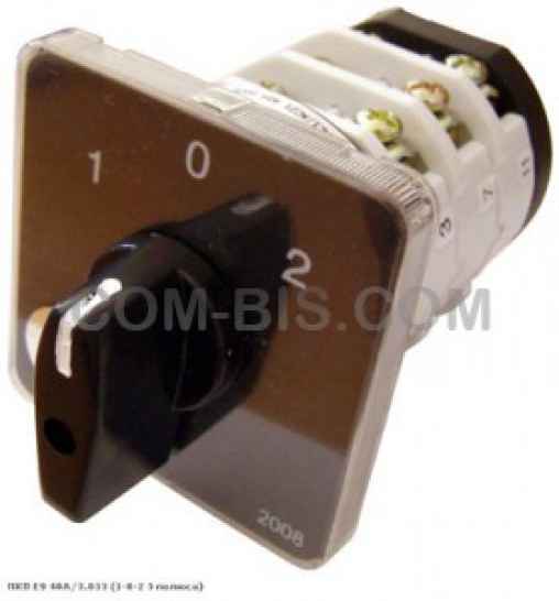 Пакетный переключатель (АсКО ПКП Е9 40/3.833) 3р 40А 3-позиционный выбор фазы 1-0-2