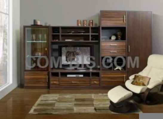 Стенка для комнаты из шпона ореха