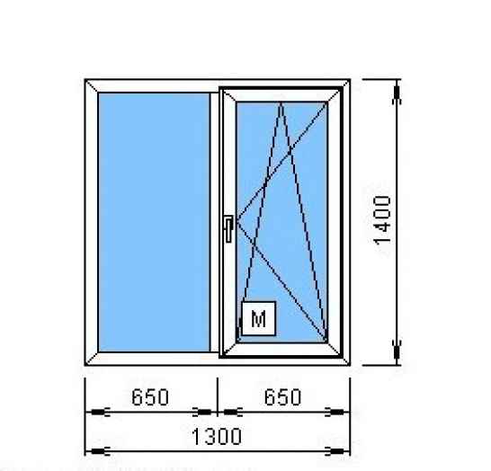 Окно 1,3х1,4 ПВХ