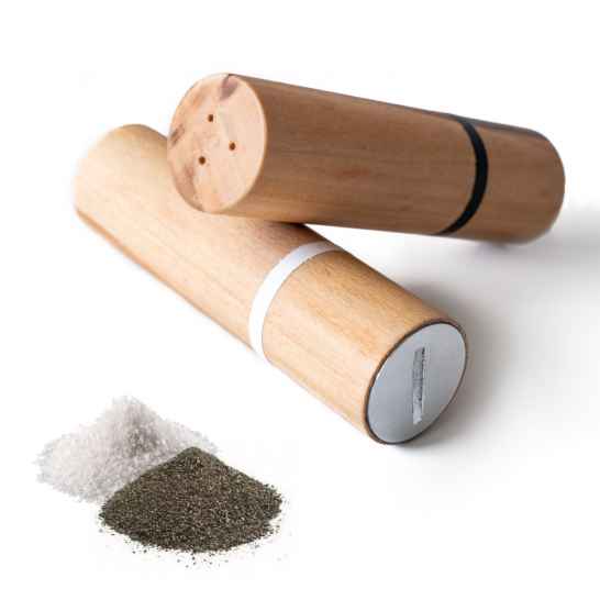 Солонка и перечница Lipstick cylinder, натуральное дерево