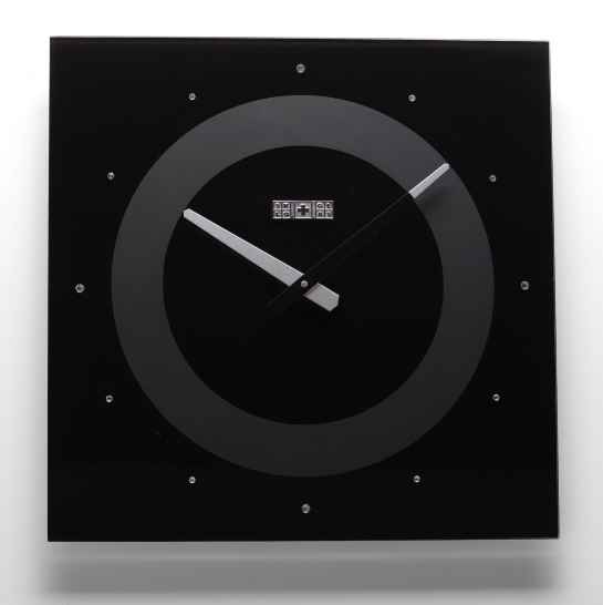 Часы настенные Crystal, черное стекло