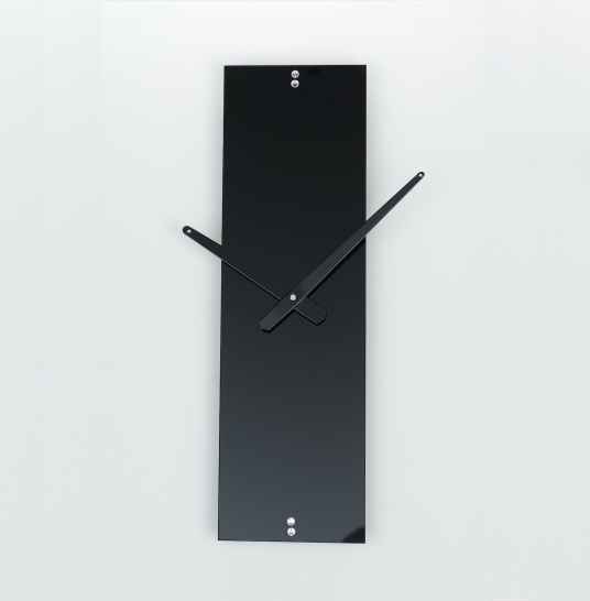 Часы настенные Strip-1 Sklo+Glas, черное стекло