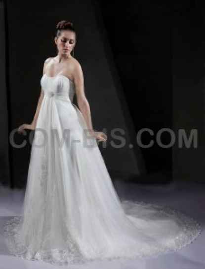 Cвадебное платье для беременных с вышивкой, 00052277