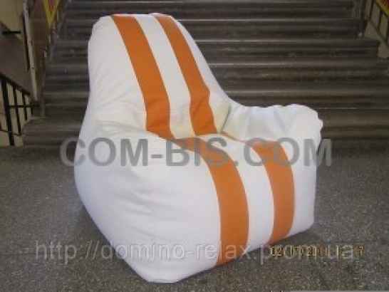 Кресло Мешок Форсаж(Белый+оранж.полоса)