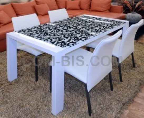 Стол Forte metal узорное стекло-металл Стол Forte metal узорное стекло-металл