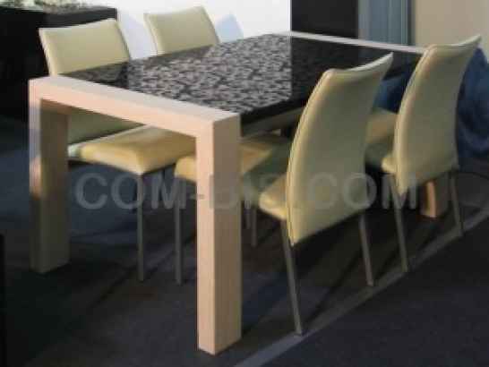 Стол Forte узорное стекло-шпон