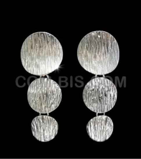 Long silver earrings textured MB001