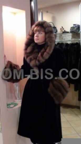 Шуба норковая PKZ под пояс с капюшоном